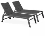 Oviala Business 2er-Set Sonnenliegen aus grauem Aluminium - Oviala