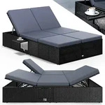 CASARIA&reg; Sonnenliege 2 Personen Klapptisch Schwarz Anthrazit