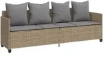 vidaXL Sonnenliege mit Kissen Beige Poly Rattan