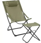 SVITA Liegestuhl mit Hocker klappbar Strandstuhl Klappstuhl Kopfkissen Gr&uuml;n