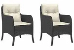 vidaXL Gartenst&uuml;hle mit Kissen 2 Stk. Schwarz Poly Rattan