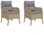 vidaXL Gartenst&uuml;hle mit Kissen 2 Stk. Beigemischung Poly Rattan