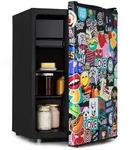 Klarstein Cool Vibe 70+ K&uuml;hlschrank 72 Liter 2 B&ouml;den Stickerbomb-Style Schwarz