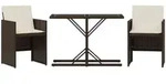 vidaXL 3-tlg. Bistro-Set mit Kissen Braun Poly Rattan