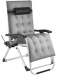 tectake Sonnenliege Cloud klappbar, stufenlos verstellbar, mit Polster, Ablagetisch,