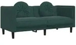 vidaXL Sofa mit Kissen 2-Sitzer Dunkelgr&uuml;n Samt