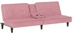 vidaXL Schlafsofa mit Getr&auml;nkehaltern Rosa Samt