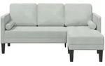 vidaXL Sofa 3-Sitzer mit Chaiselongue L-Form Hellgrau 160 cm Samt
