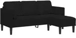 vidaXL Sofa 3-Sitzer mit Chaiselongue L-Form Schwarz 160 cm Samt