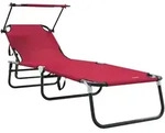 vidaXL Faltbare Sonnenliege mit Sonnendach Rot 600D Oxford-Stoff