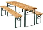 tectake Bierzeltgarnitur Sissi 3-Teilig Klappbar Holz Braun Stabile Gartenm&ouml;bel