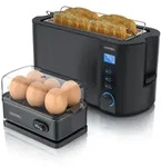 Arendo - Set Toaster MANHA mit Eierkocher SIXCOOK Edelstahl Schwarz, Toaster 4