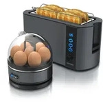 Arendo - SET Toaster FRUKOST mit Eierkocher SEVENCOOK Edelstahl Grau, Toaster 4