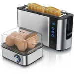 Arendo 2-teiliges Fr&uuml;hst&uuml;cksset, 2-Scheiben Langschlitztoaster FRUKOST, 8er