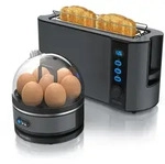 Arendo - SET Toaster FRUKOST mit Eierkocher SEVENCOOK Edelstahl Grau, Toaster 2