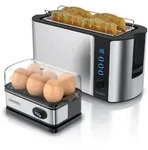 Arendo Fr&uuml;hst&uuml;cksset, Langschlitz Toaster 4 Scheiben, Eierkocher f&uuml;r 6 Eier,