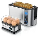 Arendo 2-teiliges Fr&uuml;hst&uuml;cksset, Langschlitz 4-Scheiben Toaster MANHA, 6er