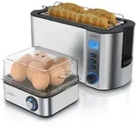 Arendo Fr&uuml;hst&uuml;cksset 2-teilig, 4-Scheiben Langschlitztoaster, 8er Eierkocher,