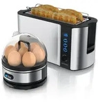 Arendo 2-teiliges Fr&uuml;hst&uuml;cksset, 7er Eierkocher & Langschlitz Toaster f&uuml;r 4
