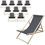 ECD Germany 10er Set Liegestuhl klappbar Anthrazit Holz, verstellbar 3...