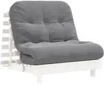 vidaXL Futon Schlafsofa mit Matratze Wei&szlig; 80x206x11 Massivholz Kiefer