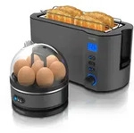 Arendo - SET Toaster MANHA mit Eierkocher SEVENCOOK Edelstahl Grau, Toaster 4