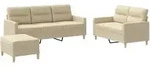 vidaXL 3-tlg. Sofagarnitur mit Kissen Creme Stoff