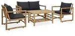 4-tlg. Garten-Lounge-Set mit Auflagen Bambus