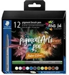 STAEDTLER Pigment Arts Brush Pen Nature Colors, 12 Farben, Mehrfarbig, Rund,