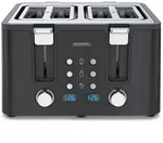 Arendo Toaster, 4 kurze Schlitze, f&uuml;r 4 Scheiben, 1750 W, Automatik, Edelstahl,