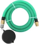 vidaXL Saugschlauch mit Messing-Anschl&uuml;ssen Gr&uuml;n 1,1" 15 m PVC