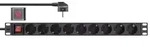 InLine&reg; 19" Steckdosenleiste, 9-fach Schutzkontakt, mit Schalter, 2m, schwarz