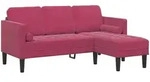 vidaXL Sofa 3-Sitzer mit Chaiselongue L-Form Weinrot 160 cm Samt