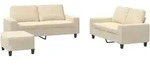 vidaXL 3-tlg. Sofagarnitur Creme Stoff