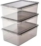 Keeeper - Set aus 3 Aufbewahrungsboxen Polypropylen 11L in transluzentem Grau