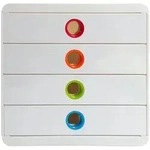 Exacompta 314398D 1x Schubladenbox POP-BOX mit 4 geschlossenen Laden - Weiss/Harlekin