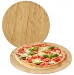 Relaxdays Pizzateller, 2er Set, Bambus, &Oslash; 32 cm, Servierbrett f&uuml;r Pizza,