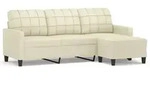 vidaXL 3-Sitzer-Sofa mit Hocker Creme 180 cm Kunstleder