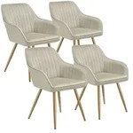 tectake Stuhl Marilyn, Samtoptik, gesteppt - 4er Set creme/gold