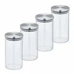 Relaxdays Vorratsgl&auml;ser 4er Set, 1000ml Nudelglas, luftdicht, Edelstahldeckel,