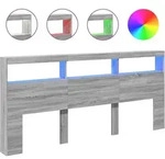 vidaXL LED-Kopfteil mit Ablage Grau Sonoma 220x17x102 cm