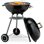 Relaxdays Kugelgrill, &Oslash; 44 cm Grillrost, Outdoor BBQ, Holzkohlgrill m. R&auml;dern &