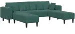 vidaXL Samt Sofa mit Kissen mit Kissen 3 pcs Dunkelgr&uuml;n 208 cm Samt
