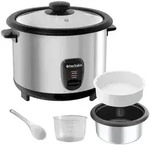 tectake Reiskocher mit Dampfgareinsatz, 1,8 l, Warmhaltefunktion Silber