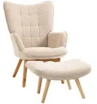 HOMCOM - Ohrensessel mit Hocker - 72L x 80B x 101H cm - beige