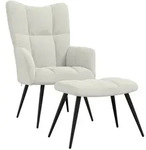 vidaXL Relaxsessel mit Hocker Cremewei&szlig; Samt