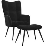 vidaXL Relaxsessel mit Hocker Schwarzer Samt
