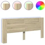 vidaXL LED-Kopfteil mit Ablagen Sonoma-Eiche 220x16,5x103,5 cm