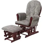 Mendler Relaxsessel HWC-C76, Schaukelstuhl Schwingstuhl mit Hocker Stoff Chenille