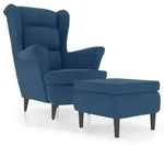 vidaXL Ohrensessel mit Hocker Blau Samt